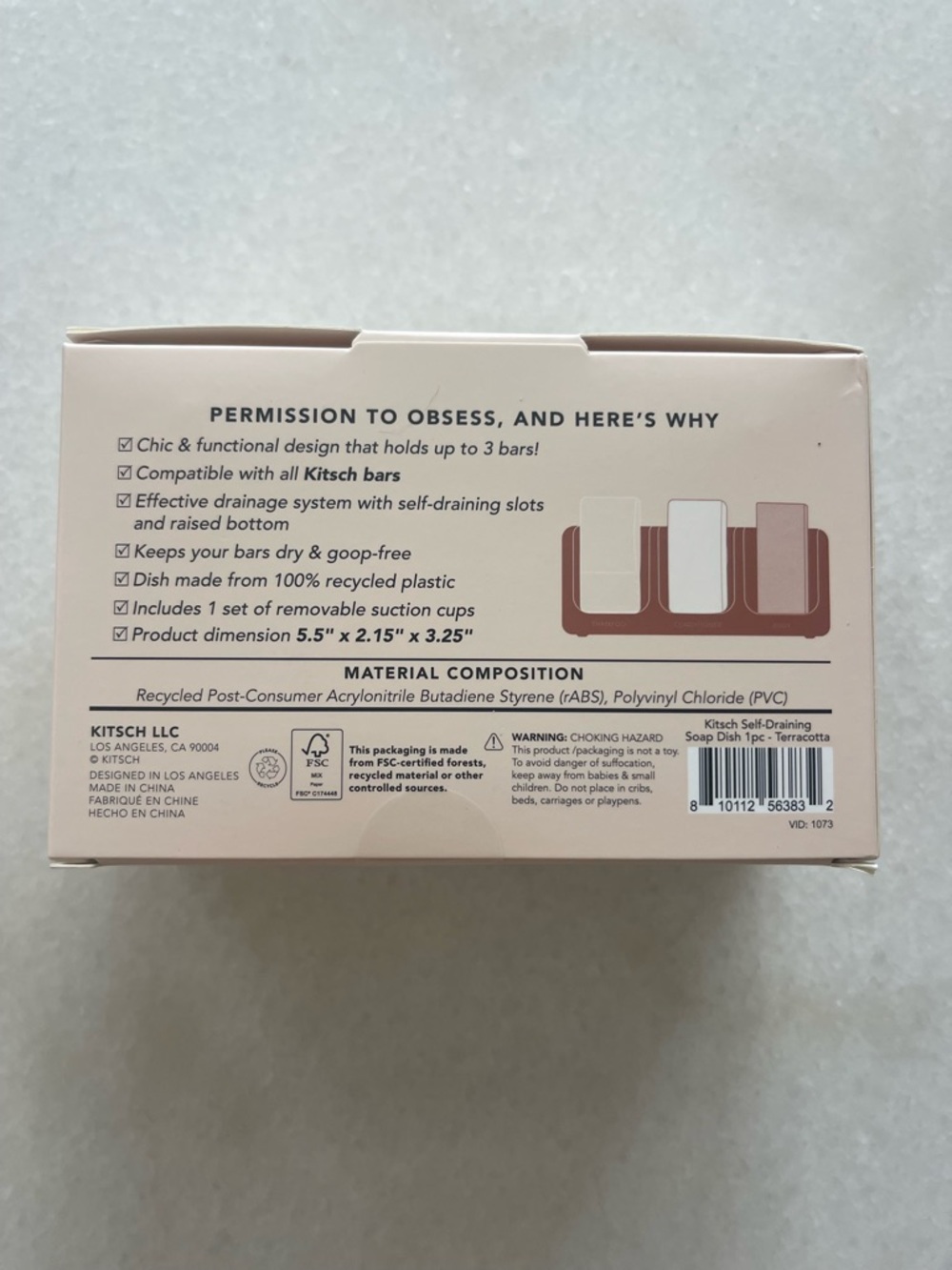 Kitsch Soap Dish Self Draining 3 Part Shampoo Conditioner Body Terracotta NEW - Picture 5 of 5